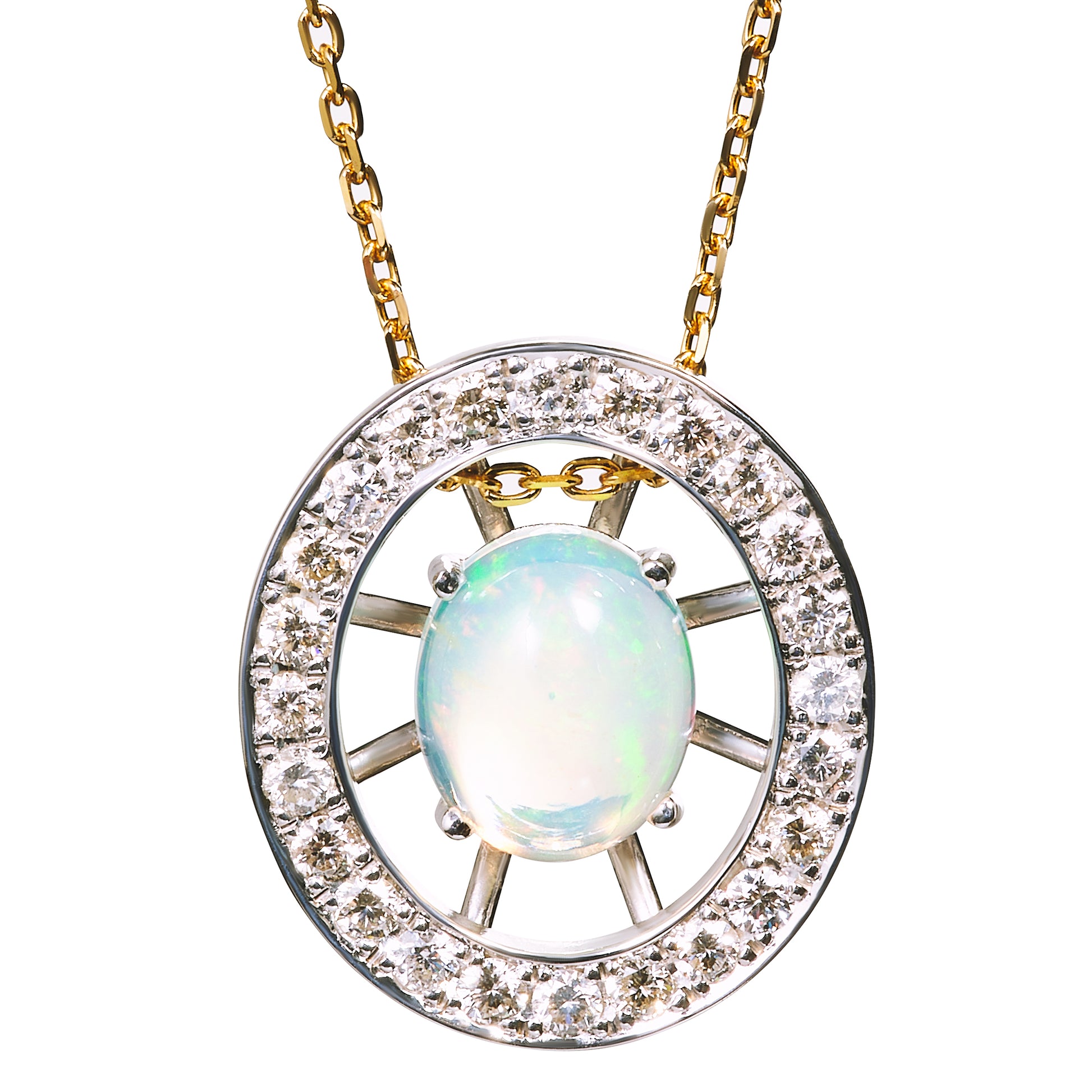 ROSIE OPAL PENDANT&CHAIN SET(LARGE) シルバー925 ゴールドコーティング ダイヤモンド オパール ペンダント ネックレス セット ユニセックス 男性 女性 ジュエリー ゴールドカラー