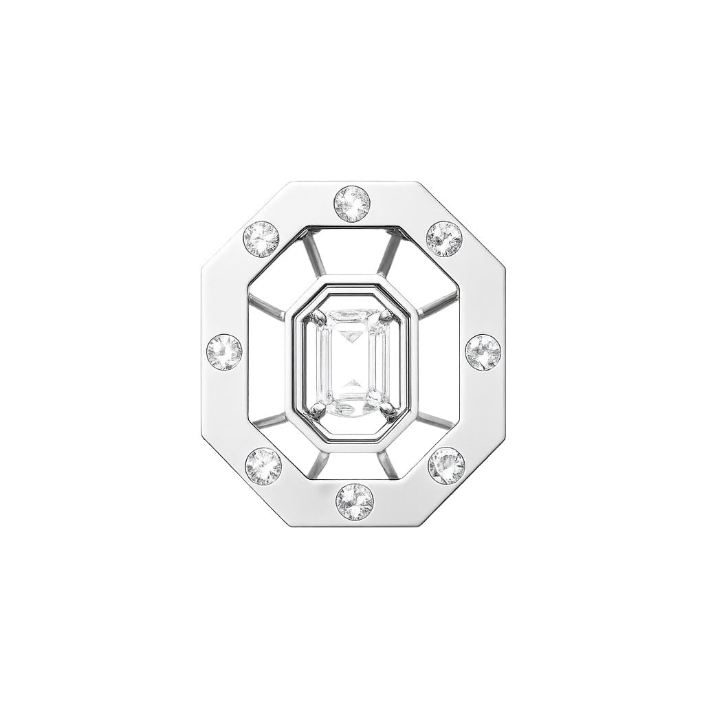 OLIVIA MIRROR EARRINGS (ONE ear) 片耳ピアス オクタゴン型 ホワイトトパーズ ピアス スタッド