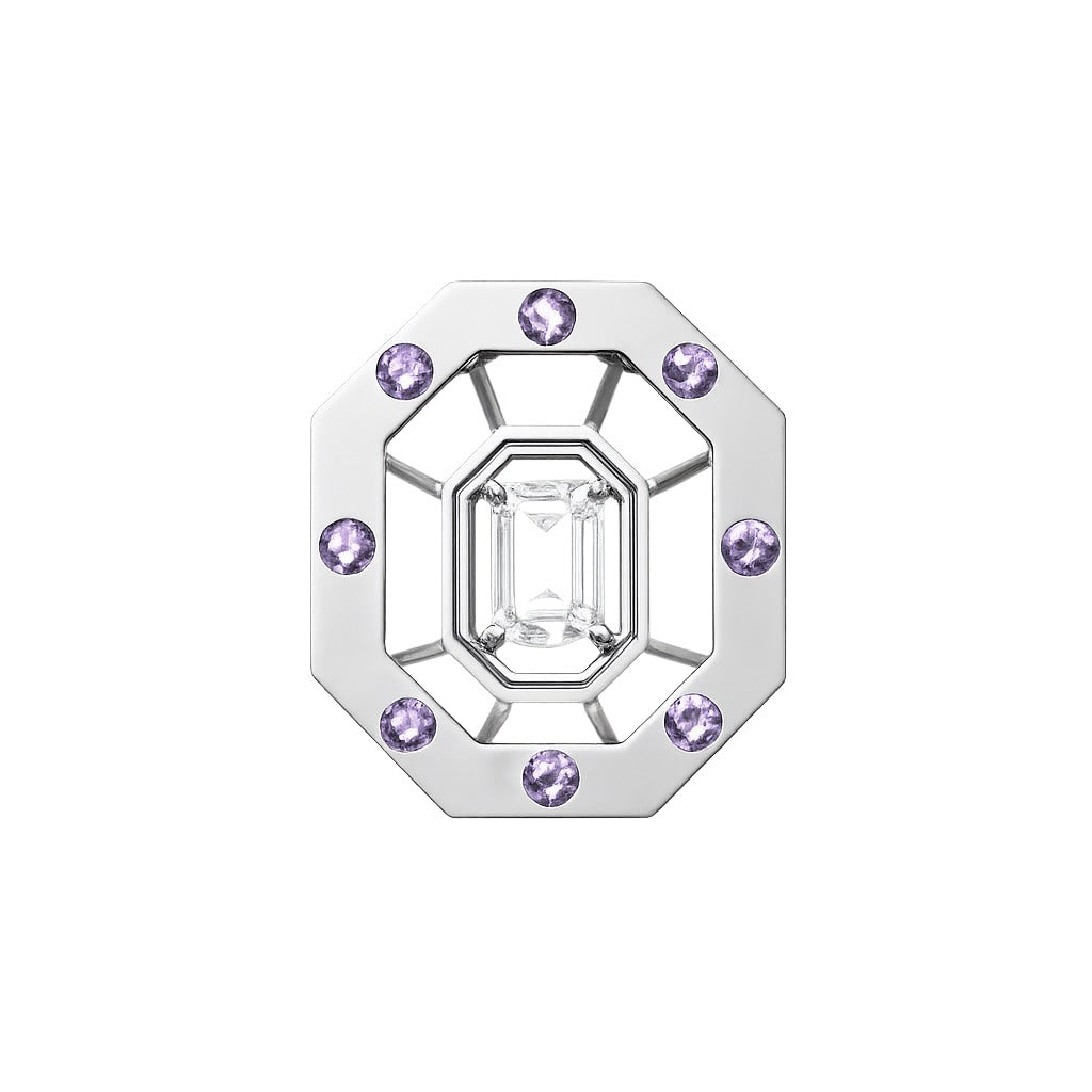 OLIVIA MIRROR EARRINGS (ONE ear) 片耳ピアス オクタゴン型 ホワイトトパーズ アメジスト ピアス